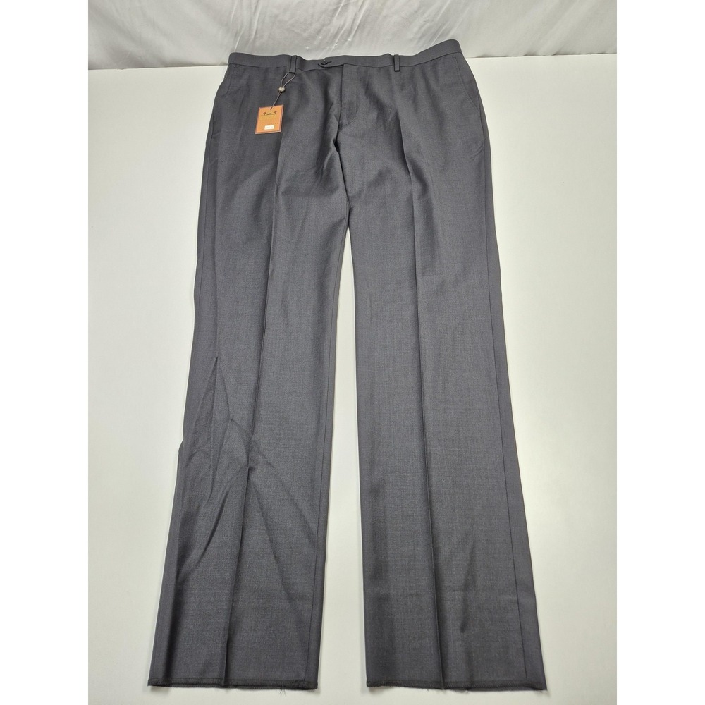 VTG Enzo Tovare Suit Pants Mens 42x36 Gray 100% Wool Flat Front Unhemmed NWT